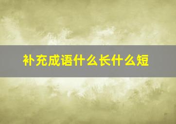 补充成语什么长什么短