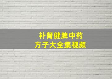 补肾健脾中药方子大全集视频