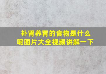 补肾养胃的食物是什么呢图片大全视频讲解一下