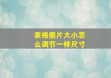 表格图片大小怎么调节一样尺寸