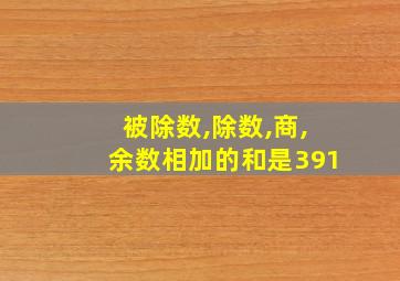 被除数,除数,商,余数相加的和是391