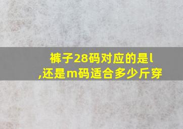 裤子28码对应的是l,还是m码适合多少斤穿