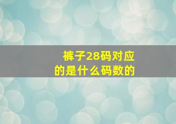 裤子28码对应的是什么码数的