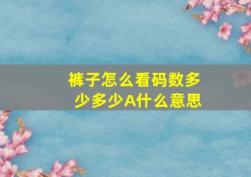 裤子怎么看码数多少多少A什么意思