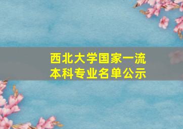 西北大学国家一流本科专业名单公示