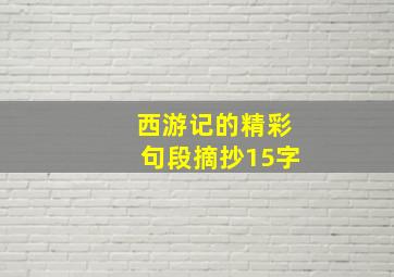 西游记的精彩句段摘抄15字