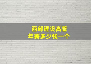 西部建设高管年薪多少钱一个