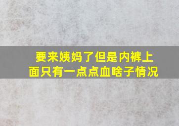 要来姨妈了但是内裤上面只有一点点血啥子情况