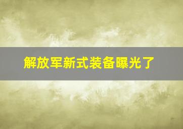 解放军新式装备曝光了