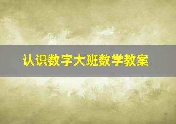 认识数字大班数学教案