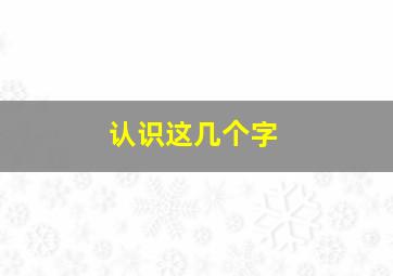 认识这几个字