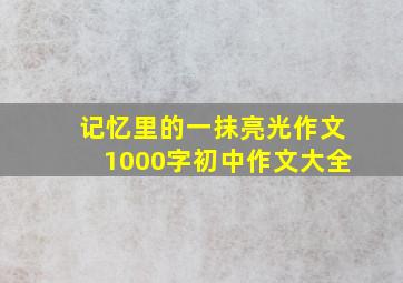 记忆里的一抹亮光作文1000字初中作文大全