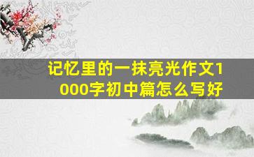 记忆里的一抹亮光作文1000字初中篇怎么写好