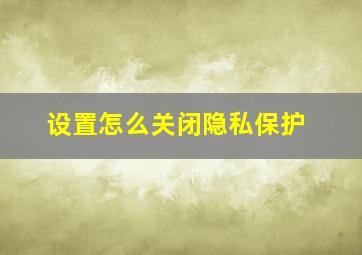 设置怎么关闭隐私保护