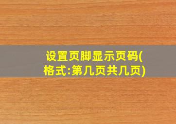 设置页脚显示页码(格式:第几页共几页)