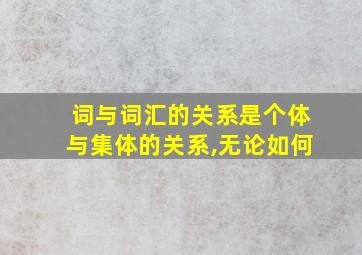 词与词汇的关系是个体与集体的关系,无论如何