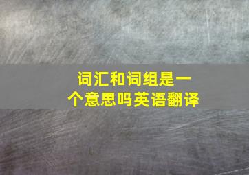 词汇和词组是一个意思吗英语翻译