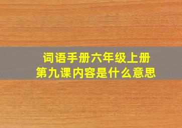 词语手册六年级上册第九课内容是什么意思