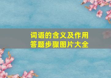 词语的含义及作用答题步骤图片大全