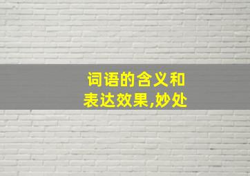 词语的含义和表达效果,妙处