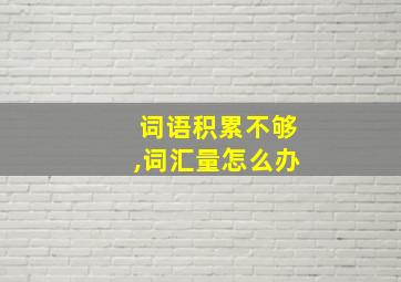 词语积累不够,词汇量怎么办