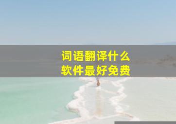 词语翻译什么软件最好免费