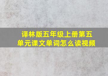 译林版五年级上册第五单元课文单词怎么读视频