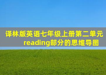 译林版英语七年级上册第二单元reading部分的思维导图