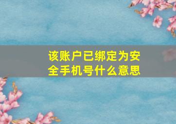 该账户已绑定为安全手机号什么意思