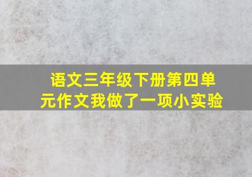 语文三年级下册第四单元作文我做了一项小实验