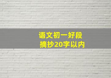 语文初一好段摘抄20字以内