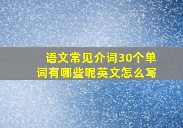 语文常见介词30个单词有哪些呢英文怎么写