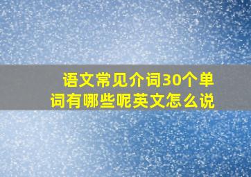 语文常见介词30个单词有哪些呢英文怎么说