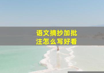 语文摘抄加批注怎么写好看