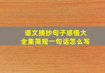 语文摘抄句子感悟大全集简短一句话怎么写