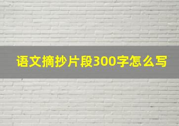 语文摘抄片段300字怎么写