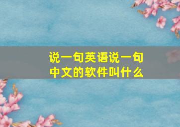 说一句英语说一句中文的软件叫什么