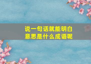 说一句话就能明白意思是什么成语呢