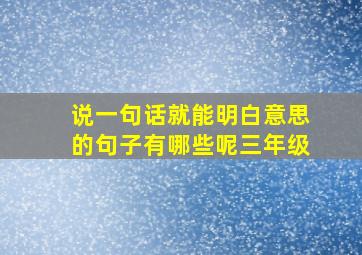 说一句话就能明白意思的句子有哪些呢三年级