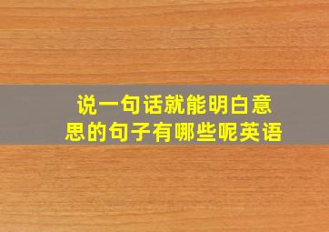 说一句话就能明白意思的句子有哪些呢英语