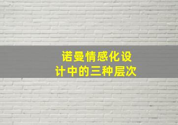 诺曼情感化设计中的三种层次