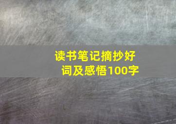 读书笔记摘抄好词及感悟100字