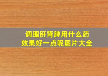 调理肝肾脾用什么药效果好一点呢图片大全