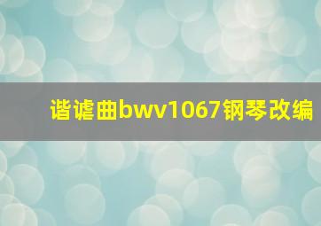 谐谑曲bwv1067钢琴改编