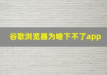 谷歌浏览器为啥下不了app