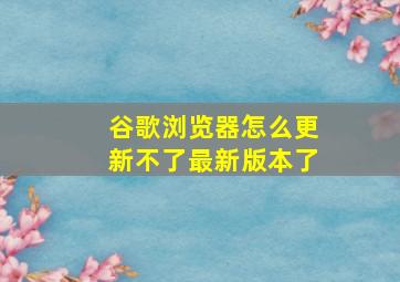 谷歌浏览器怎么更新不了最新版本了