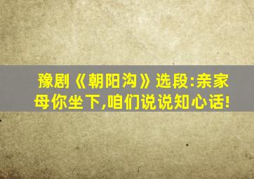 豫剧《朝阳沟》选段:亲家母你坐下,咱们说说知心话!