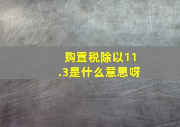 购置税除以11.3是什么意思呀