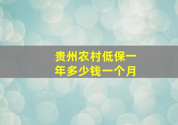 贵州农村低保一年多少钱一个月