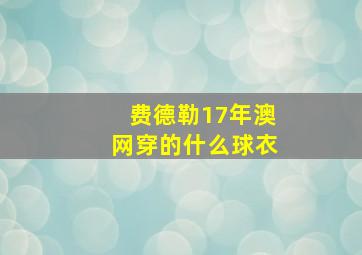 费德勒17年澳网穿的什么球衣